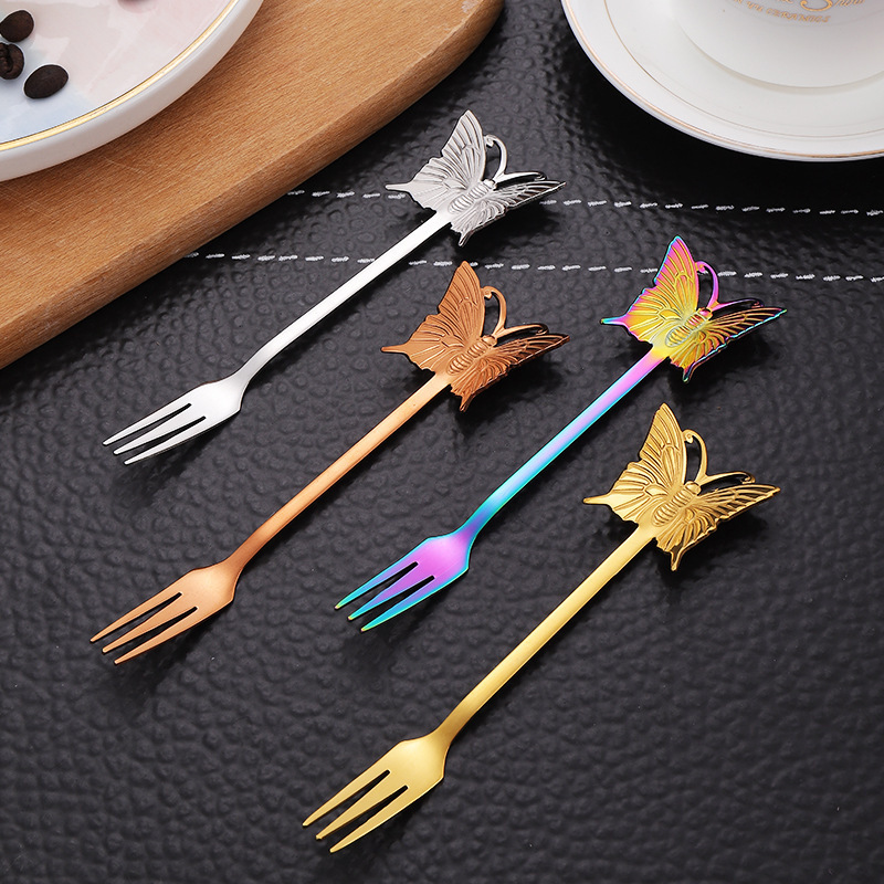 custom high quality coffee stirring spoon cute black personalized tea dessert small spoon fork