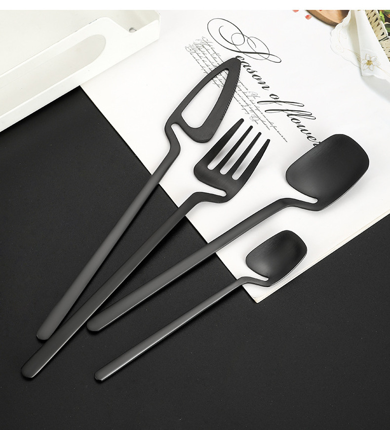 luxury reusable hanging cutlery 18 10 stainless steel metal PVD color Korean style flatware knife fork spoon set