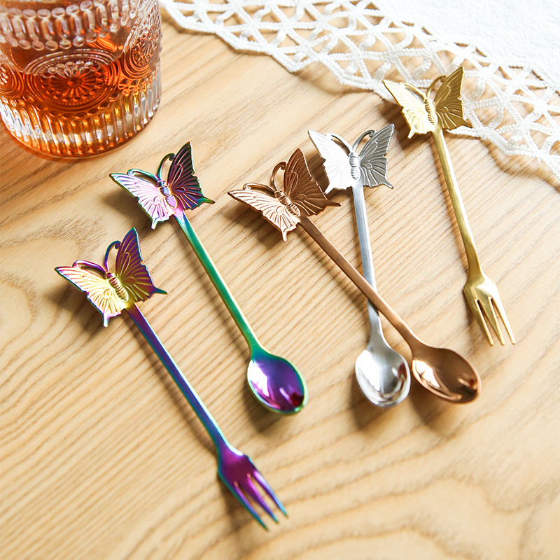 custom high quality coffee stirring spoon cute black personalized tea dessert small spoon fork