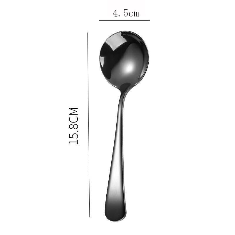 Popular 304 Stainless Steel Gold Spoon Round Heard Dinner Spoon Metal Dessert Soup Spoon