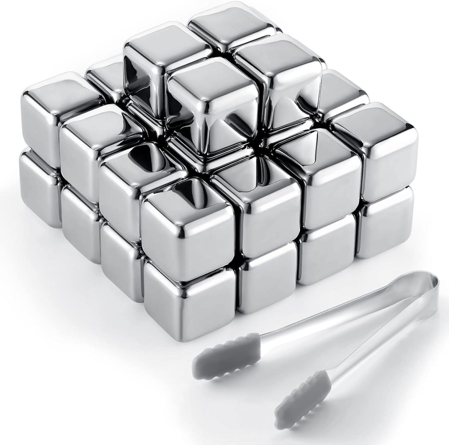 Bar Accessories Cocktail Ice Cube Whiskey Cubes Stainless Steel Ice Cubes With Ice Tongs