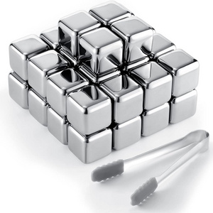 Bar Accessories Cocktail Ice Cube Whiskey Cubes Stainless Steel Ice Cubes With Ice Tongs