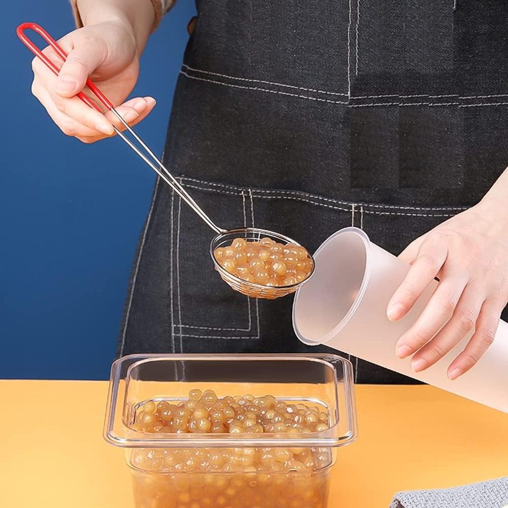 Stainless Steel Boba Pearl Draining Scoop Tapioca Skimmer Slotted Spoon Strainer Ladle