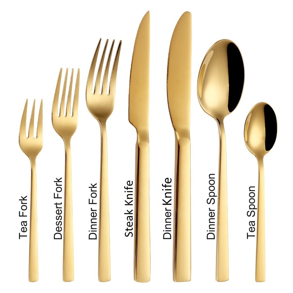 Wedding Mirror Golden Cutlery Sets Luxury High Quality Stainless Steel Fork And Knife Set