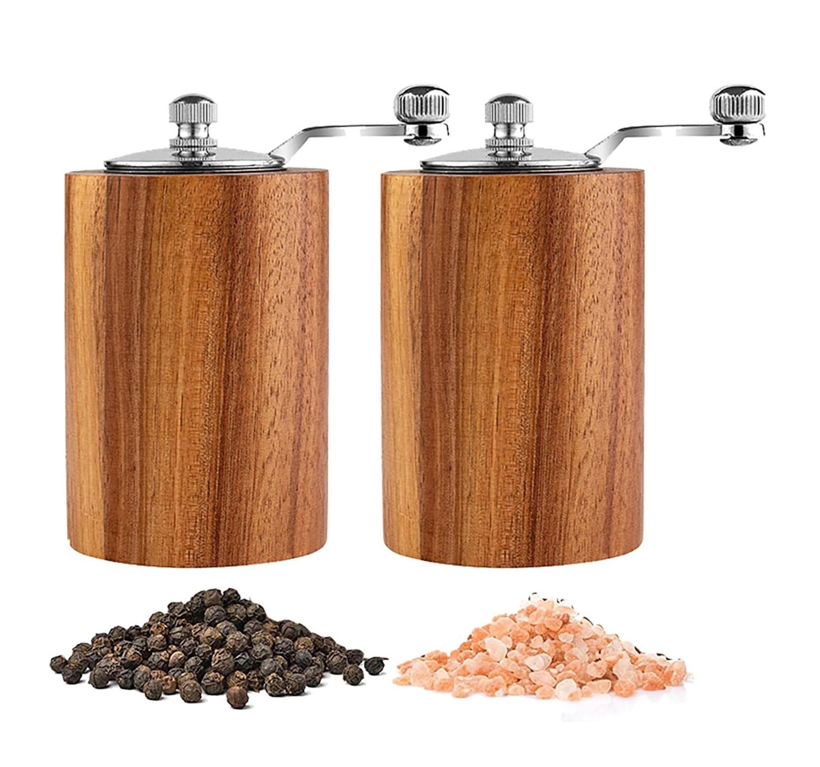 Wooden Pepper Mill Hand Crank Pepper Grinder Salt Shaker Manual Salt Grinder With Handle