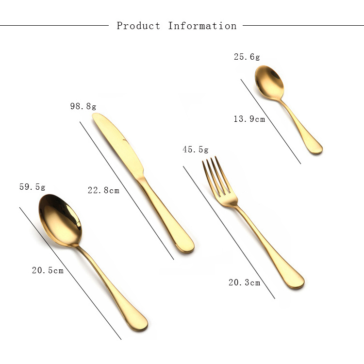 Classic 24 Piece Gold Stainless Steel Cutlery Set For GIft Weeding Party