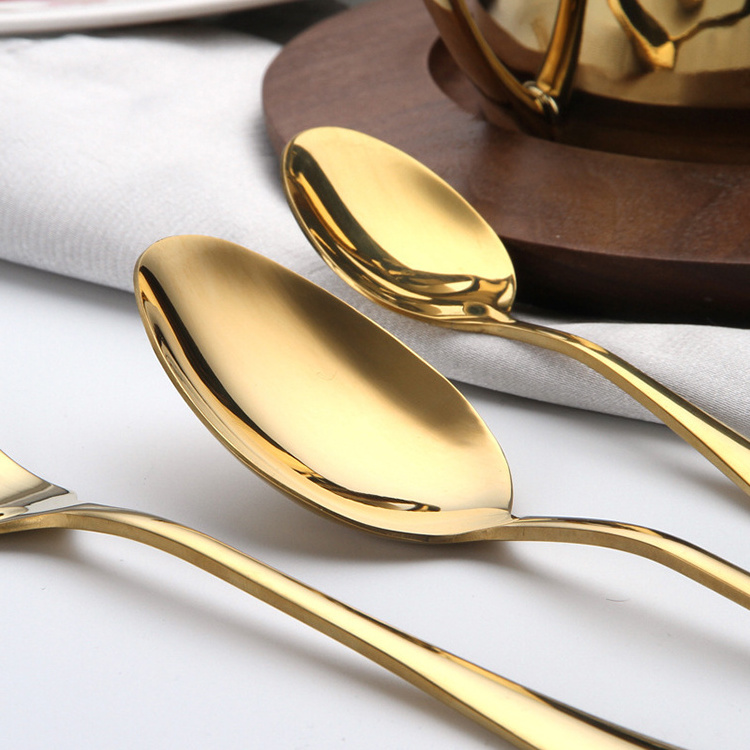 Classic 24 Piece Gold Stainless Steel Cutlery Set For GIft Weeding Party