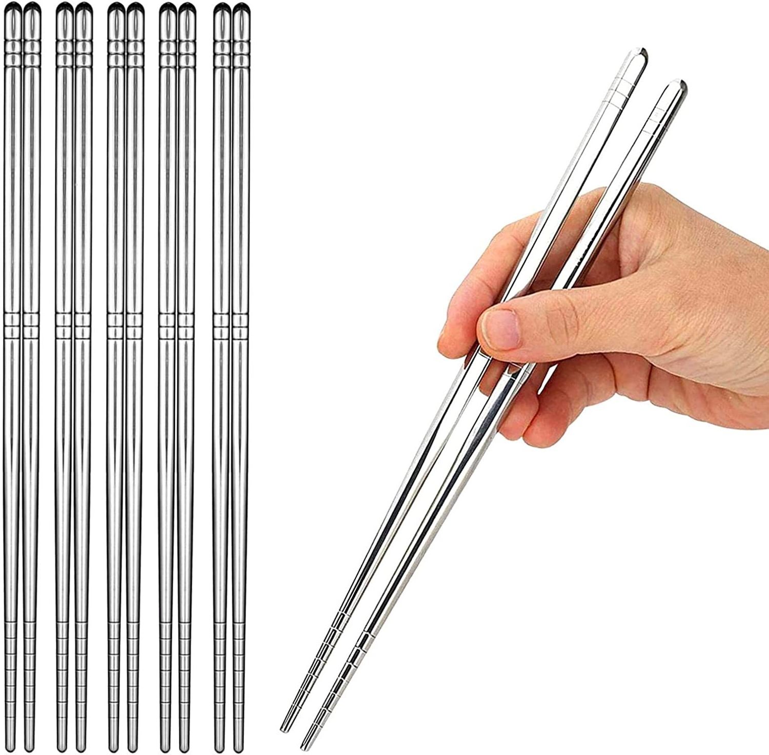 Korean Style Reusable Metal Chopsticks 304 Stainless Steel Dishwasher Safe Chopsticks