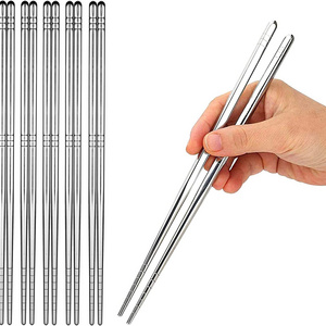 Korean Style Reusable Metal Chopsticks 304 Stainless Steel Dishwasher Safe Chopsticks