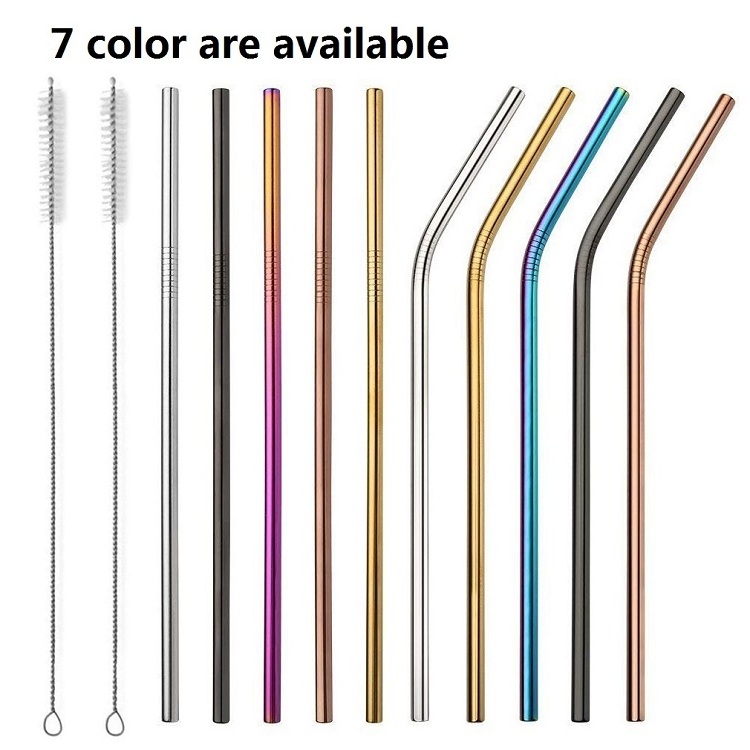 Eco Friendly Reusable Gold Metal Straws Stainless Steel Drinking straws With Logo