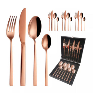 Bulk Production Reusable Cutlery Sets Luxury High Quality Stainless Steel Rose Gold Flatware