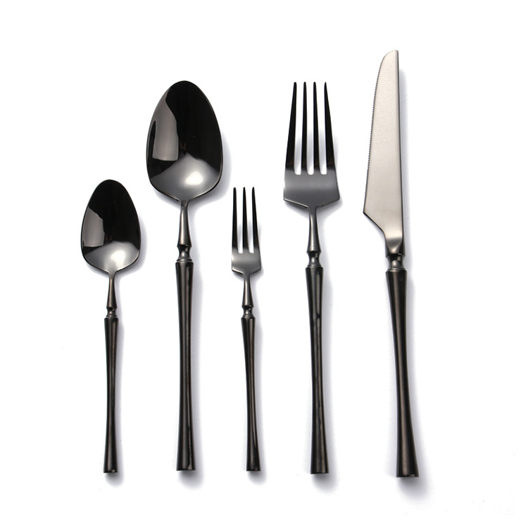 Luxury Mirror Colorful Golden Spoon Cubiertos Talheres Inox Cutlery Black Set