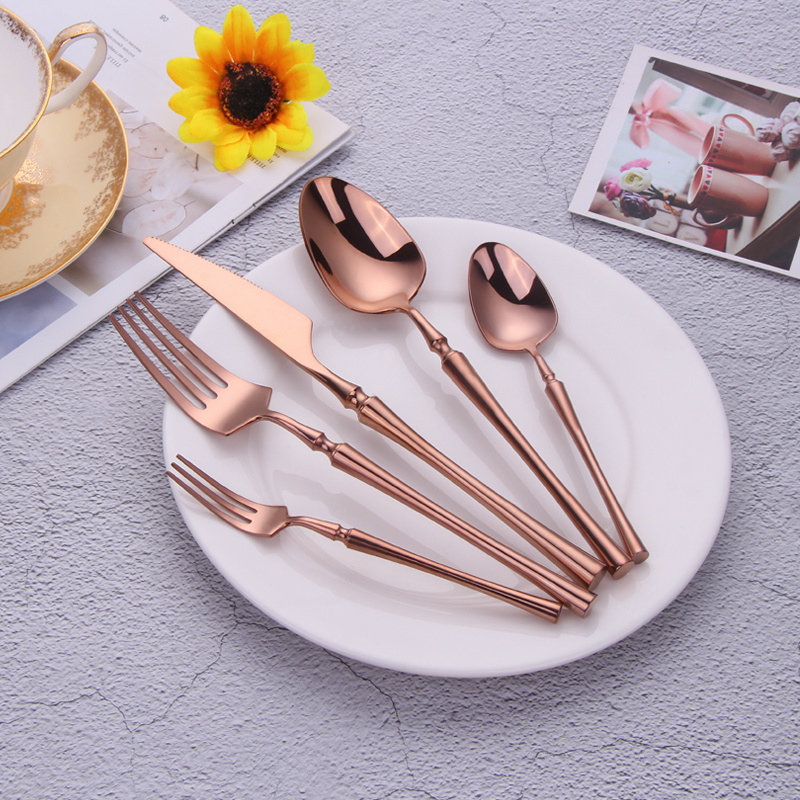 Luxury Mirror Colorful Golden Spoon Cubiertos Talheres Inox Cutlery Black Set