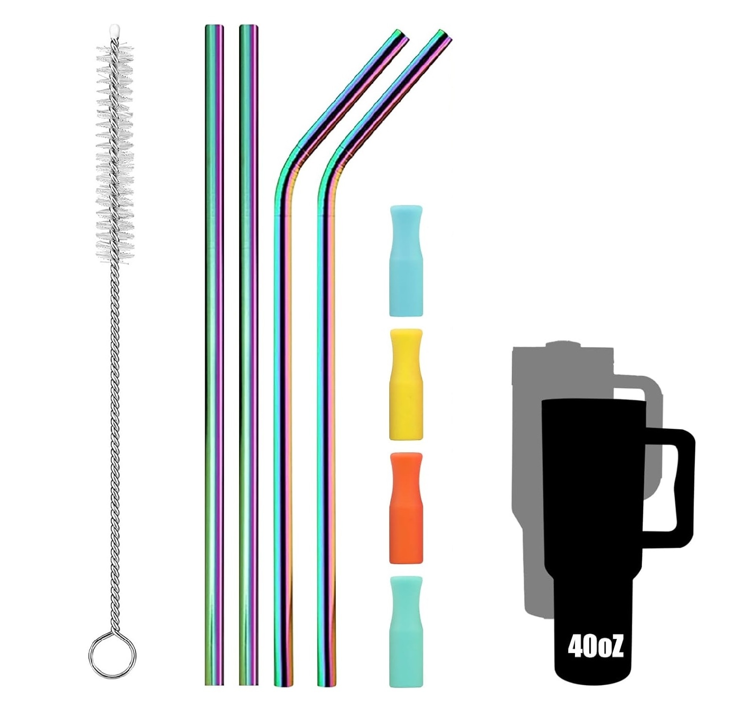 Extra Long 12 inch Straw For 40 oz Tumbler Long Reusable Metal Drinking Straws for Stanley Cup