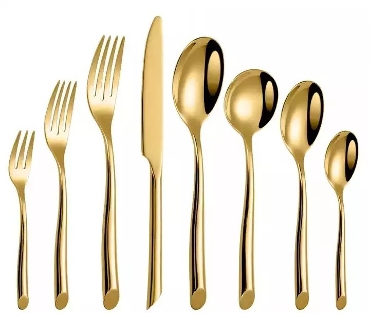 Thick Handle Stainless Steel Gold Flatware Juego De Cubiertos Dishwasher Safe Cutlery Set