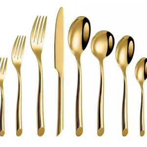 Thick Handle Stainless Steel Gold Flatware Juego De Cubiertos Dishwasher Safe Cutlery Set