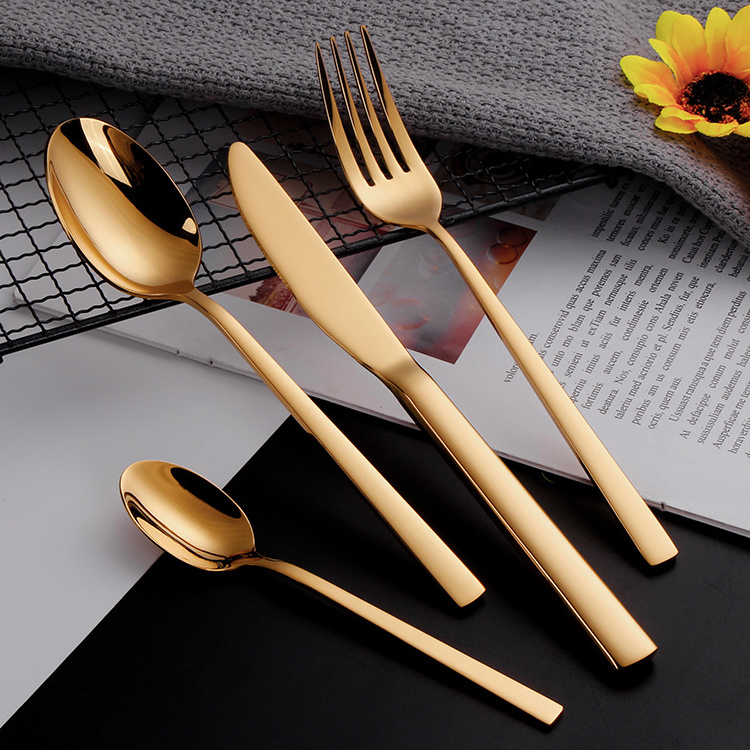 Wedding Mirror Golden Cutlery Sets Luxury High Quality Stainless Steel Fork And Knife Set