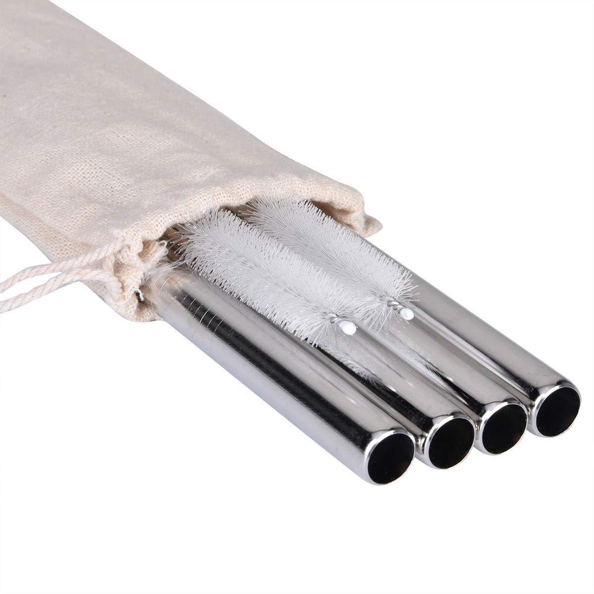 Bulk 12mm Wide Stainless Steel Boba Straw In-Bulk Metal Drinking Straws for Milk Tea Essential Bar Accessories