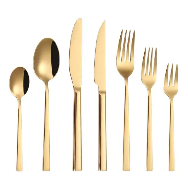 Wedding Mirror Golden Cutlery Sets Luxury High Quality Stainless Steel Fork And Knife Set