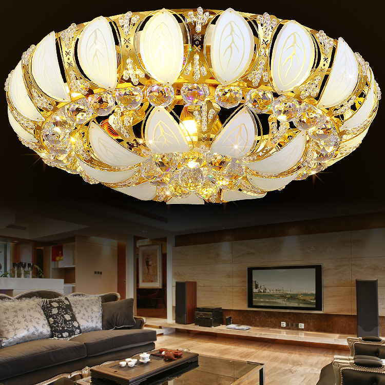 Design simple creative home Wholesale nordic decorative gold flower home decor led crystal ceiling light