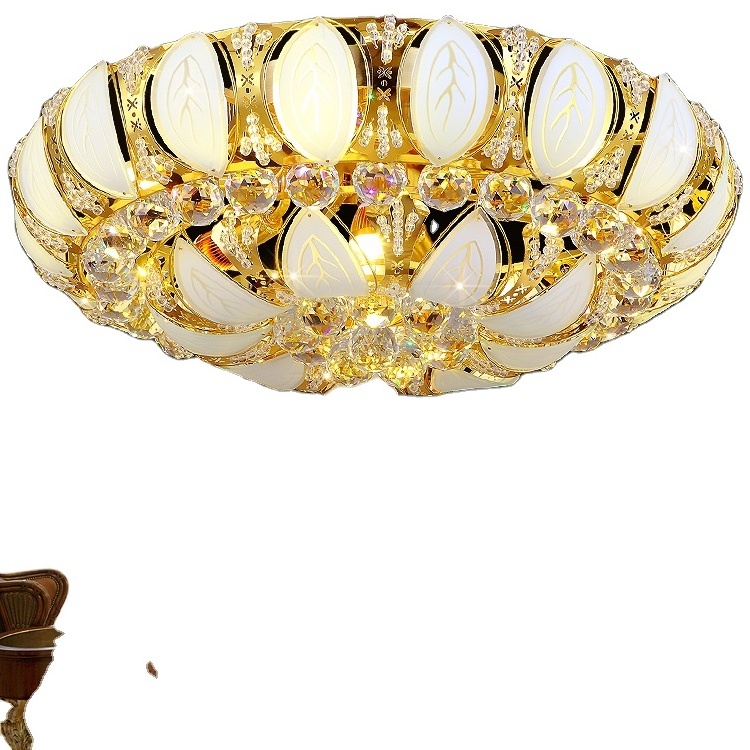 Design simple creative home Wholesale nordic decorative gold flower home decor led crystal ceiling light