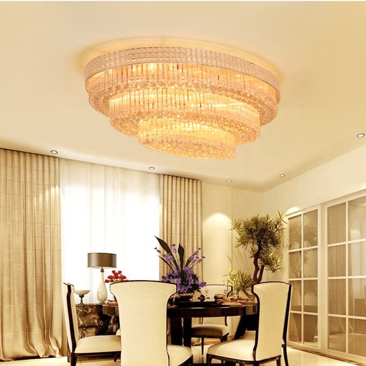 Interior bedroom art luxury golden living room decoration led k9 crystal ceiling light