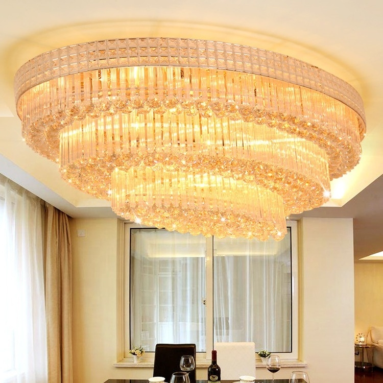 Interior bedroom art luxury golden living room decoration led k9 crystal ceiling light