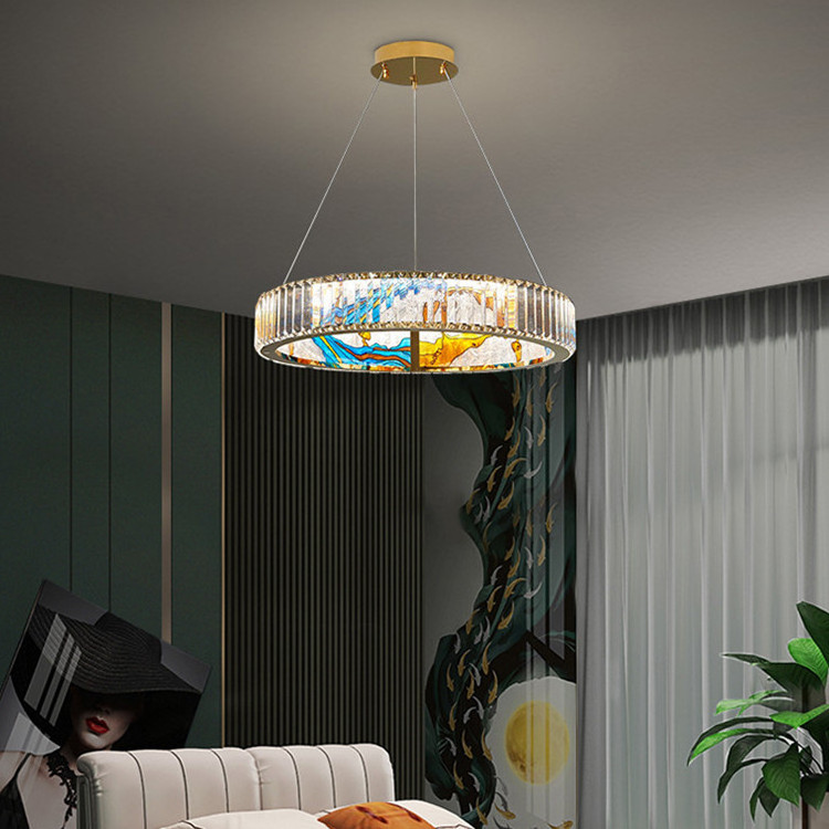 high quality decor bedroom luxury contemporary hanging ring hotel lobby living room led crystal pendant light