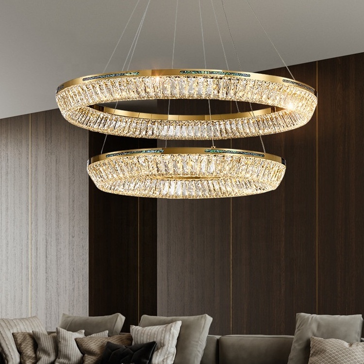 Customized fashion luxury living dining room modern creative design villa duplex led crystal pendant light