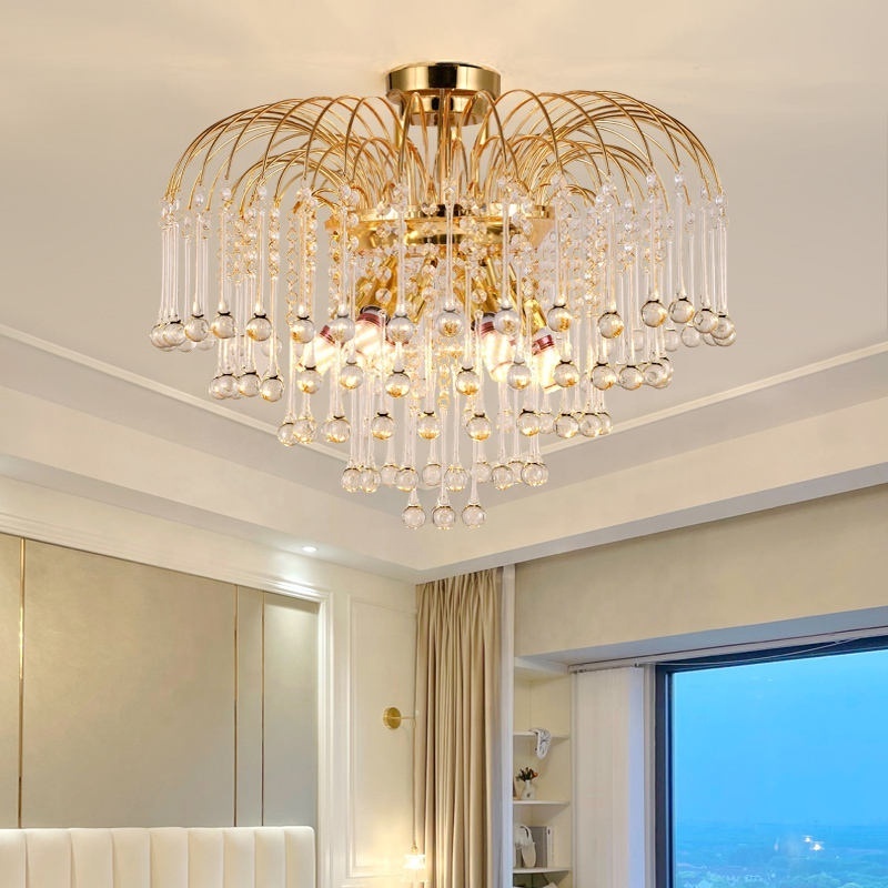 Dinning Room Hotel Lobby Pendant Light Modern Luxury Ceiling LED round water drop red color crystal pendant lamp