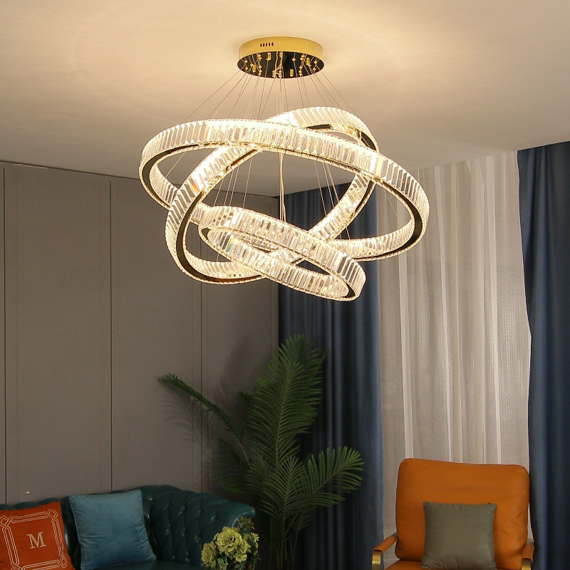 high quality luxury Modern bedroom contemporary dining room hanging ring modern glass led crystal pendant light