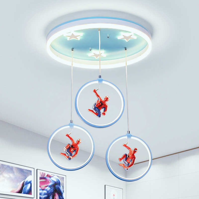 Modern creative cartoon Spider-Man eye protection led ceiling light for bedroom room children's room