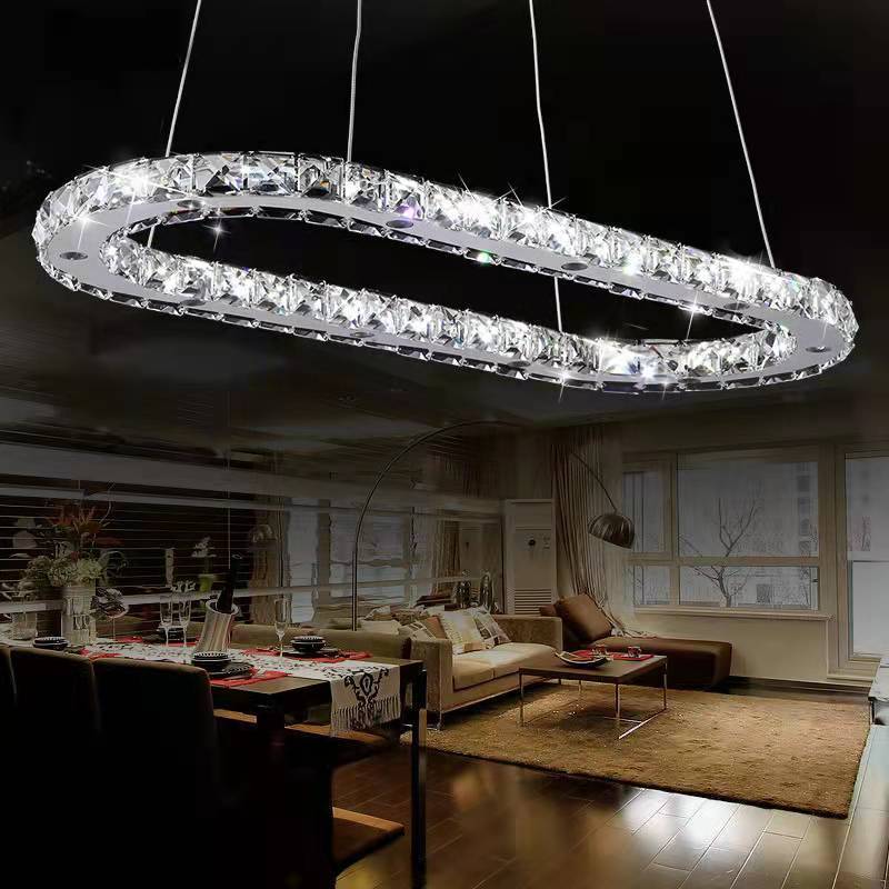 creative bedroom living room interior hanging stainless steel luxury wholesale modern led crystal pendant light