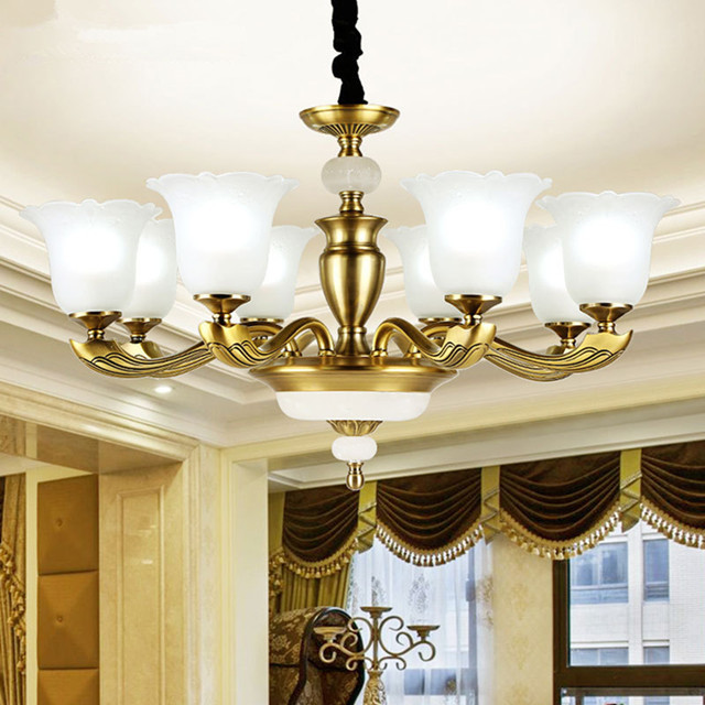 JYLIGHTING American style zinc alloy copper chandelier for living room dining room hotel bedroom