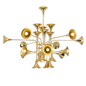 JYLIGHTING Luxury Hotel Lobby Metal Trumpet Chandelier Gold Chandelier Lamp Lighting Fixture for hotel decor