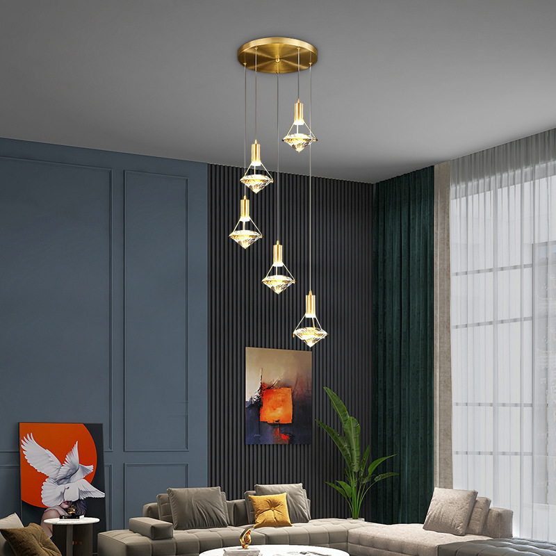 JYLIGHTING Post bedroom bedside light luxury crystal simple restaurant long line bar dining card seat modern pendant light