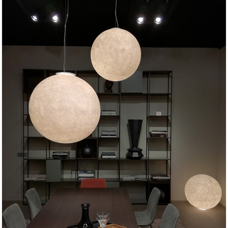 JYLIGHTING Nordic hanging pendant light bedroom Single head alabaster pendant light Dining room moon pendant light