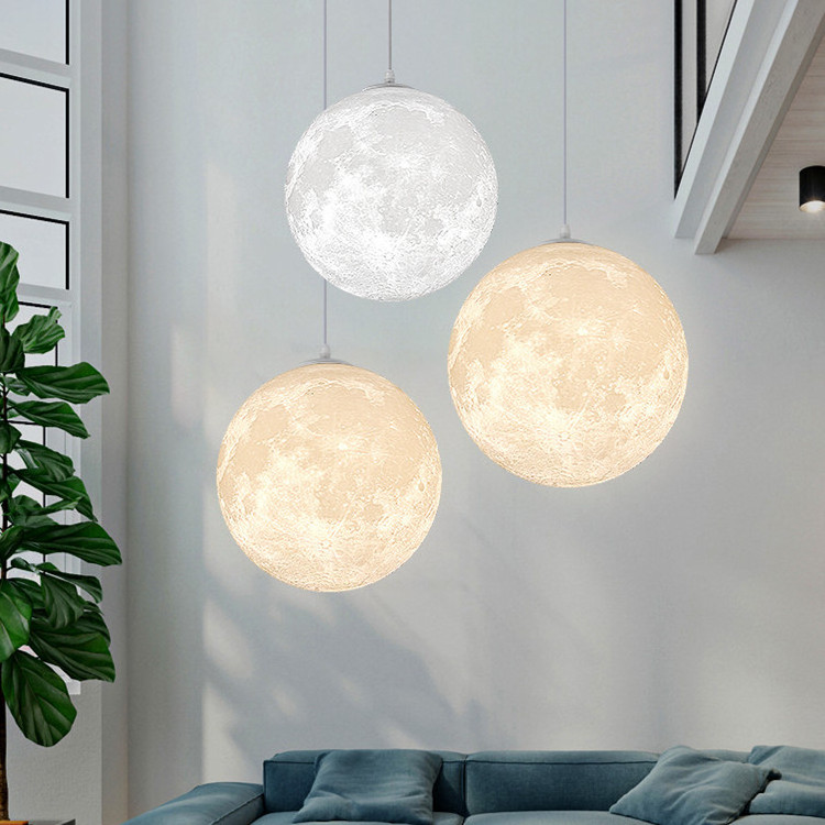 JYLIGHTING Nordic hanging pendant light bedroom Single head alabaster pendant light Dining room moon pendant light