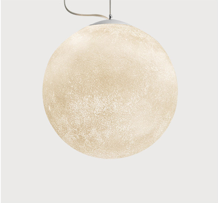 JYLIGHTING Nordic hanging pendant light bedroom Single head alabaster pendant light Dining room moon pendant light