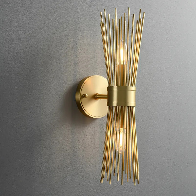 JYLIGHTING Modern armed sconce hardwired brass bedroom 1-light led metal wall lamp