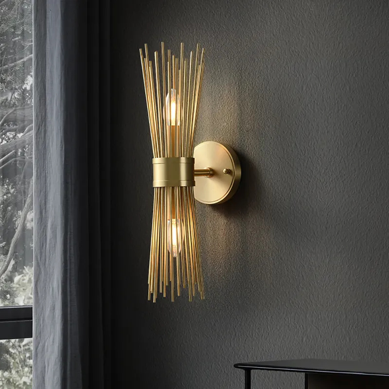 JYLIGHTING Modern armed sconce hardwired brass bedroom 1-light led metal wall lamp