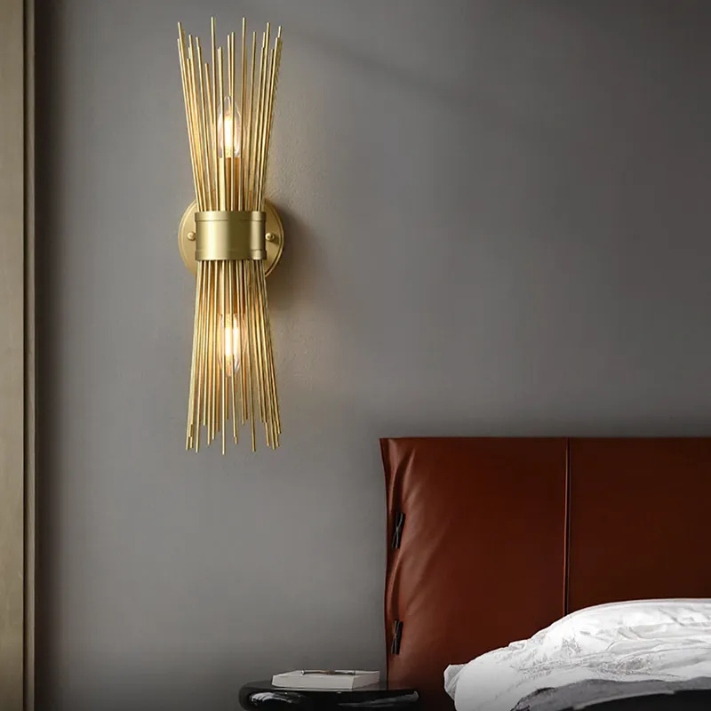 JYLIGHTING Modern armed sconce hardwired brass bedroom 1-light led metal wall lamp