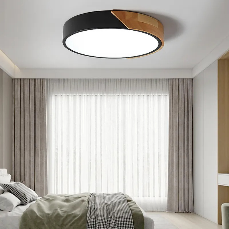 JYLIGHTING Modern Design LED Drum Ceiling Light Flush Mount with Dimmable & Remote Control White round LED Lamp for Ceiling