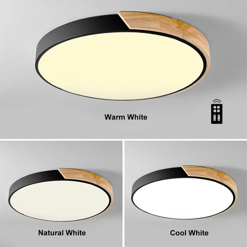 JYLIGHTING Modern Design LED Drum Ceiling Light Flush Mount with Dimmable & Remote Control White round LED Lamp for Ceiling