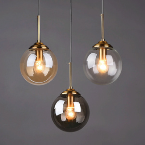 JYLIGHTING Single Pendant Light New Nordic Modern Gold Ball Hanging Glass LED Source for Indoor Hotel Dining Decorative