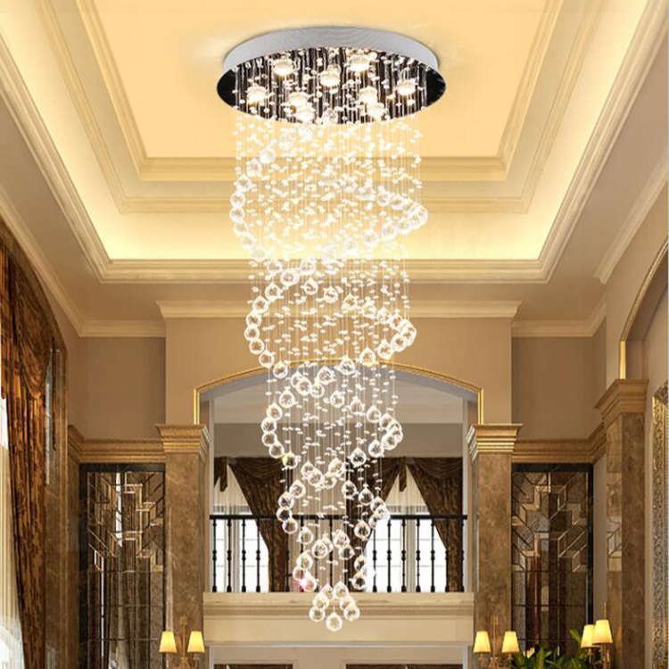 JYLIGHTING Modern K9 Crystal Chandelier High Quality Steel Ceiling Light for Luxury Hotels Villas Staircases LED Switch Control