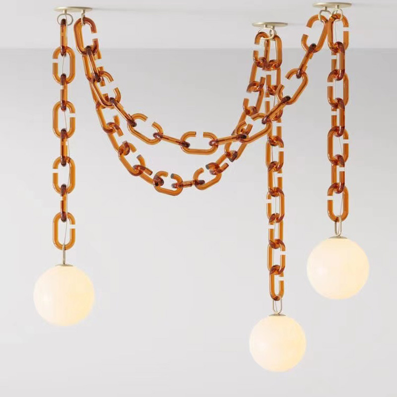 JYLIGHTINGModern Nordic simple glass globe creative chandelier Living room cloakroom Clothing store dining room decorative chain