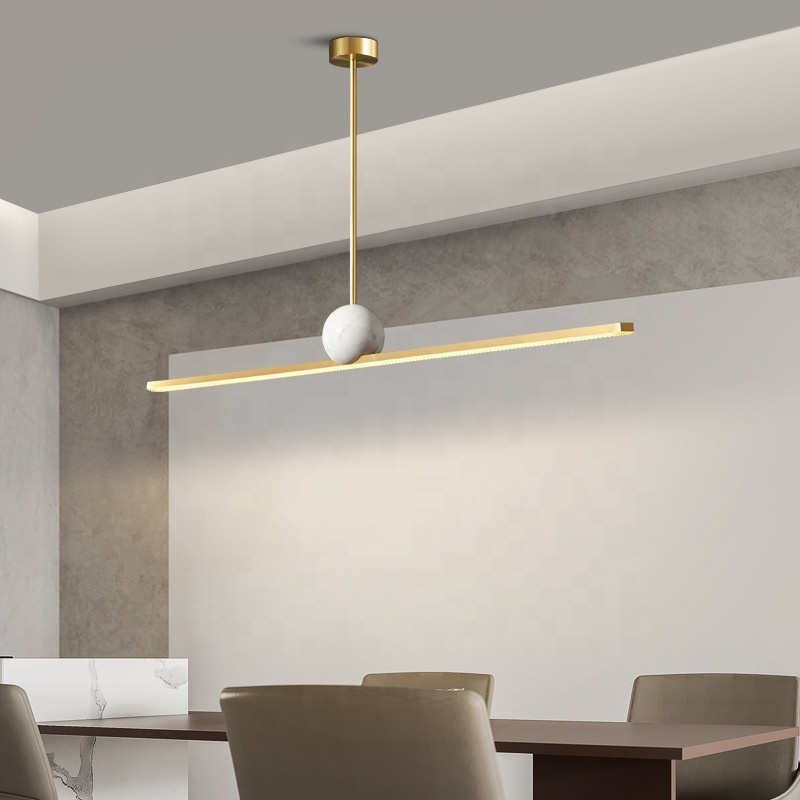 JYLIGHTING Modern Simple LED Pendant Lamp Minimalist Wire Ceiling Chandelier copper marble line Living/Dining Room Decor Light