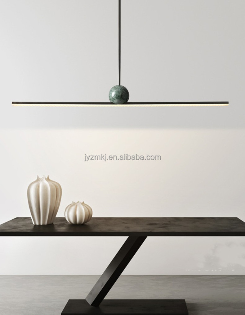 JYLIGHTING Modern Simple LED Pendant Lamp Minimalist Wire Ceiling Chandelier copper marble line Living/Dining Room Decor Light