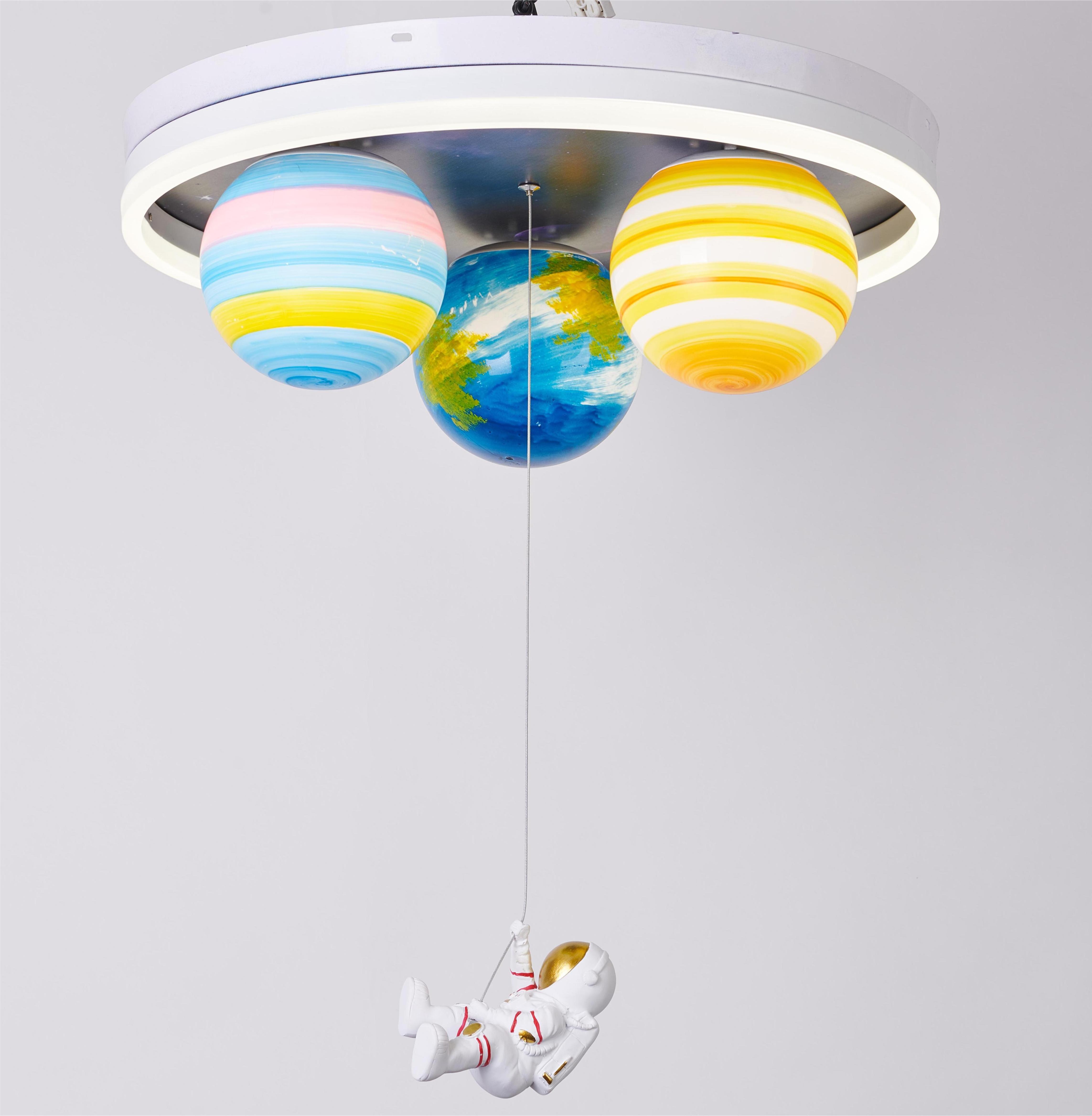 Astronaut Star Ceiling Lamp for Children's Room round Personality Lamp for Boy's Bedroom Chandeliers & Pendant Lights